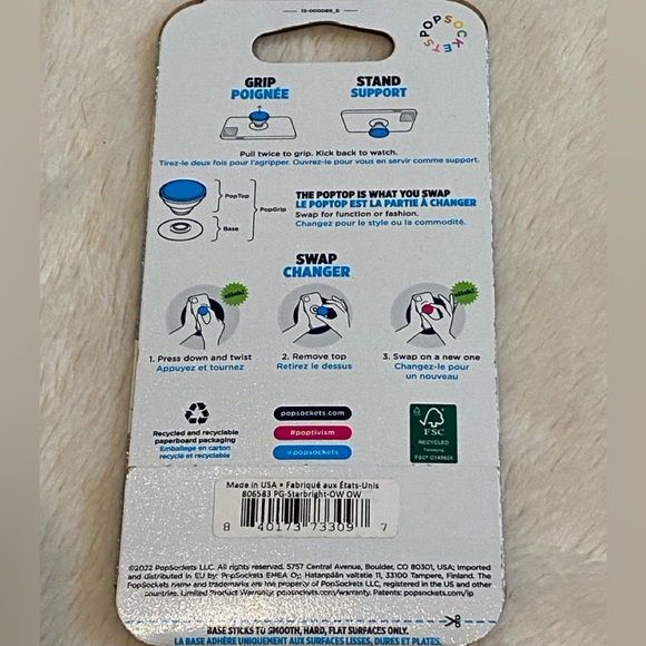 PopSocket Stylish PopGrip PopTop Cell Phone Joy Grip & Stand Starburst NWT - Picture 7 of 7
